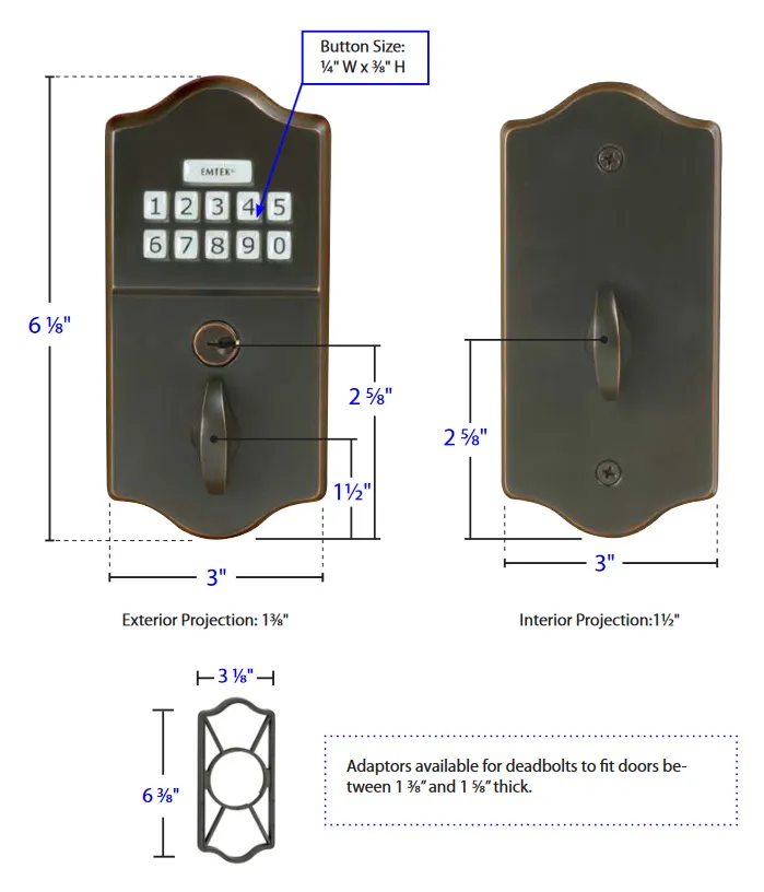 Emtek - Electronic Locksets - Classic Brass Keypad Deadbolt