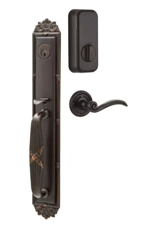 Emtek Single Cylinder Imperial Handleset EMPowered Motorized Smart Lock Upgrade With Select Conical Knurled Knob