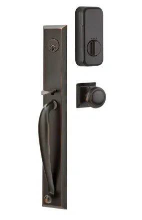 Emtek Single Cylinder Jefferson Handleset EMPowered Motorized Smart Lock Upgrade With Round Knob