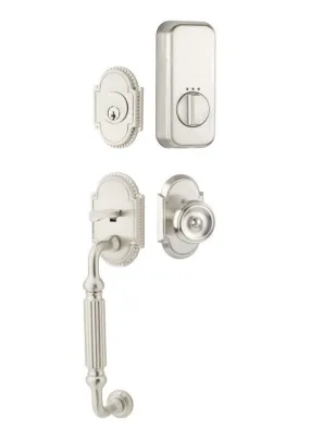 Emtek Single Cylinder Knoxville Handleset EMPowered Motorized Smart Lock Upgrade With Select T-Bar Straight Knurled Lever