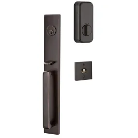 Emtek Single Cylinder Lausanne Handleset EMPowered Motorized Smart Lock Upgrade With Select T-Bar Straight Knurled Lever