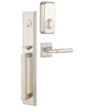 Emtek Single Cylinder Melrose Handleset EMPowered Motorized Smart Lock Upgrade With Breslin Lever