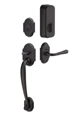 Emtek Single Cylinder Nashville Handleset EMPowered Motorized Smart Lock Upgrade With Belmont Knob