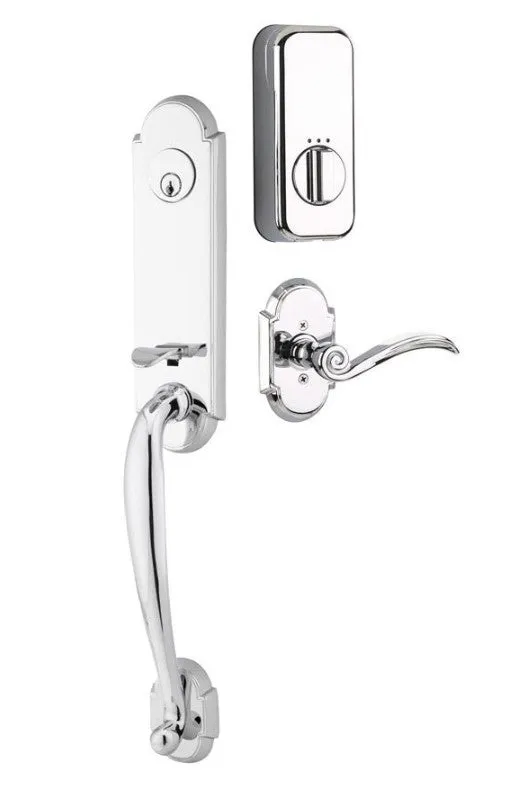 Emtek Single Cylinder Richmond Handleset EMPowered Motorized Smart Lock Upgrade With Ice White Knob