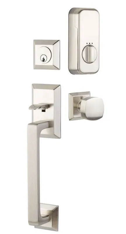 Emtek Single Cylinder Transitional Heritage Sectional Handleset EMPowered Motorized Smart Lock Upgrade With Helios Lever