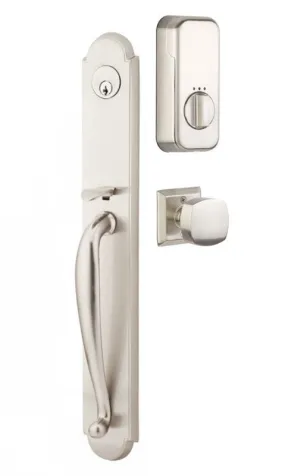 Emtek Single Cylinder Wilmington Handleset EMPowered Motorized Smart Lock Upgrade With Poseidon Lever