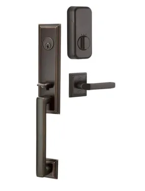 Emtek Single Cylinder Wilshire Handleset EMPowered Motorized Smart Lock Upgrade With Hampton Knob