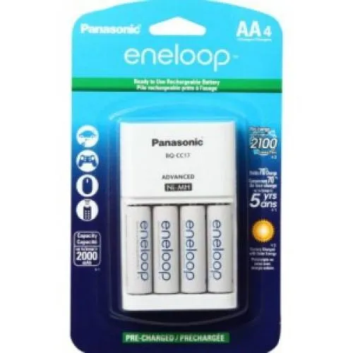 Eneloop AA Charger Kit with 4 Batteries, KKJ17MCA4BF