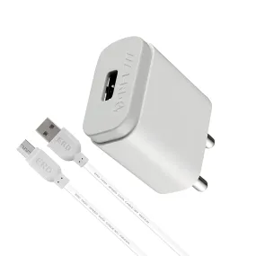 ERD Mobile Phone Charger TC-11 | Fast Charging Adapter with 1 Metre Micro USB Cable (White)