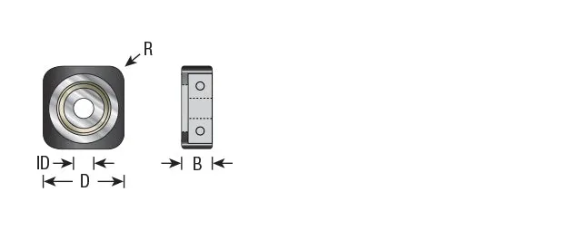 Euro Square Bearing Guides | 3⁄4 Overall Dia x 3⁄16 Inner Dia x 0.273" Thickness | SQB102 | 738685102114