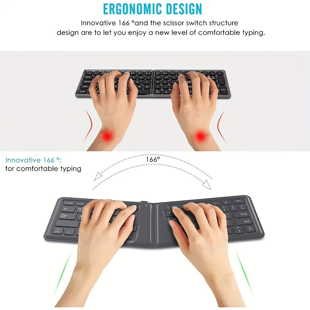 Foldable 166° Wireless Keyboard