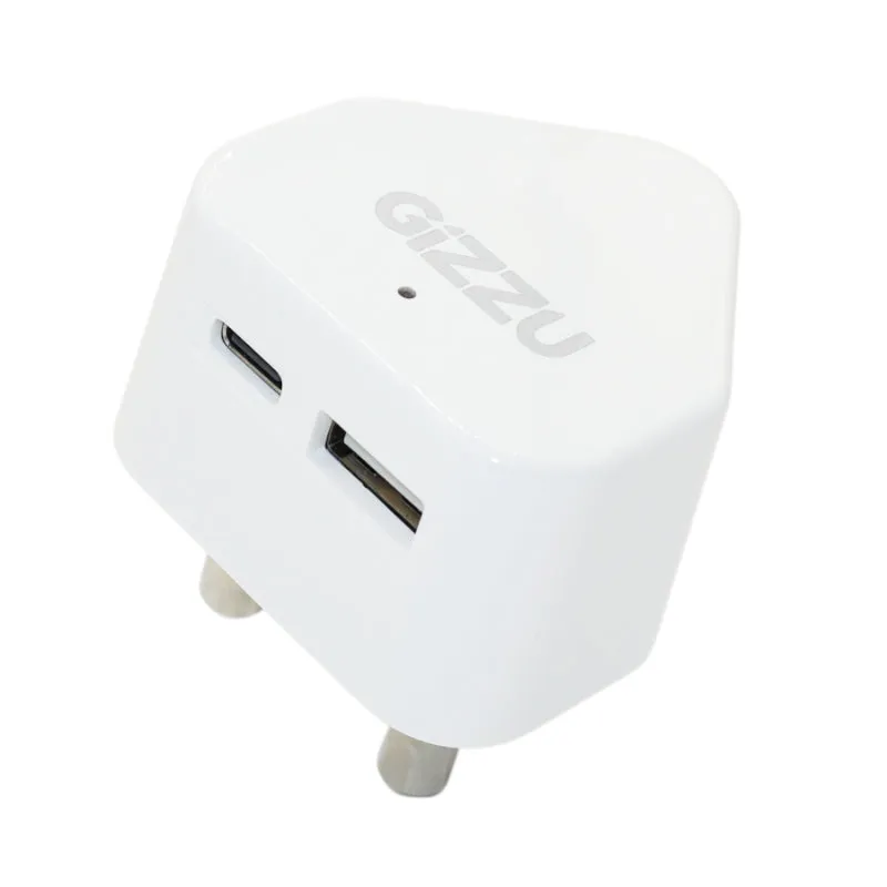 Gizzu Wall Charger Type C 20W|Usb Sa 3 Prong - White