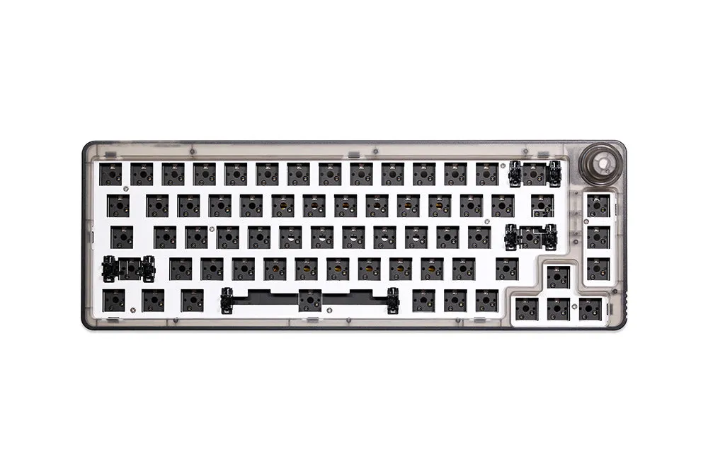 HOMOO KF068 3 Mode Wireless 65% Knob Mechanical Keyboard kit Black Cyan White Clear hot swappable RGB 2.4G BT Similar with TM680