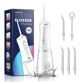 JTF Cordless Water Flosser Dental Teeth Cleaner, 300ml, White - Portable