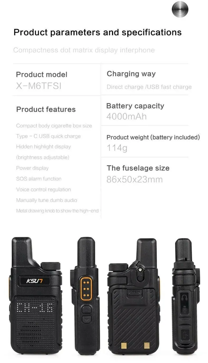 KSUT PMR446 Walkie Talkie 2 Pieces Mini Size Portable Handheld Radio Wireless Set Two Way Radio Station Comunicador Transceiver