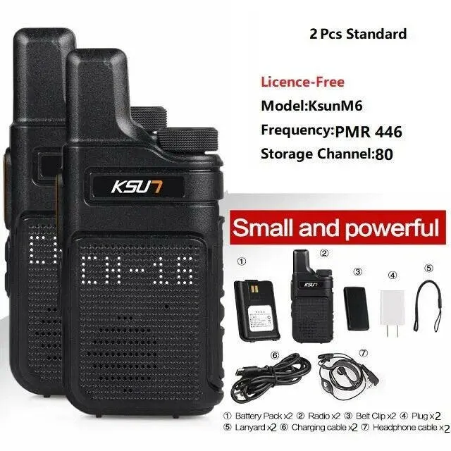 KSUT PMR446 Walkie Talkie 2 Pieces Mini Size Portable Handheld Radio Wireless Set Two Way Radio Station Comunicador Transceiver