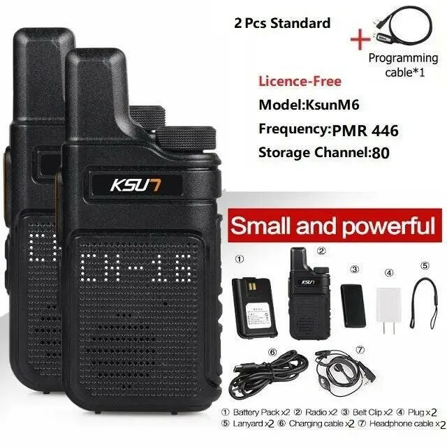 KSUT PMR446 Walkie Talkie 2 Pieces Mini Size Portable Handheld Radio Wireless Set Two Way Radio Station Comunicador Transceiver