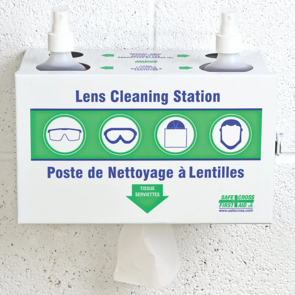 LENS CLEANING STATION WITH 2x500 mL CLEANER & 1x300 TISSUES - METAL