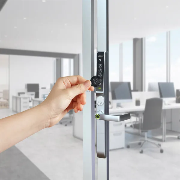 Lockly Guard -DEFENDER 238LM- Biometric Electronic Lever Set - Entry/Exit Mortise Doorman Edition - RFID - Fingerprint Reader - Wi-Fi-Bluetooth App Controlled - Satin Nickel