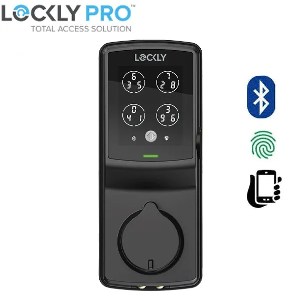 Lockly - PGD728WMB - Secure PRO Wi-Fi - Bluetooth App Controlled - Fingerprint Biometric Electronic Deadbolt - Includes Wi-Fi Hub - Matte Black