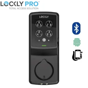 Lockly - PGD728WMB - Secure PRO Wi-Fi - Bluetooth App Controlled - Fingerprint Biometric Electronic Deadbolt - Includes Wi-Fi Hub - Matte Black