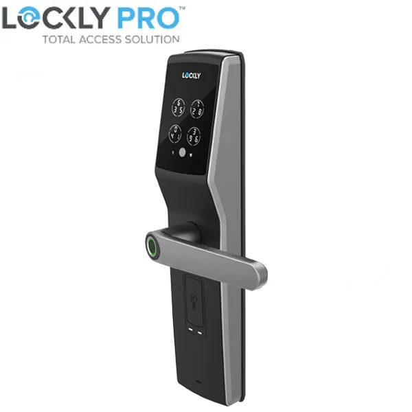 Lockly - PGD829BFSG -  Secure Lux - Mortise Smart Lock - Fingerprint Reader - Touchscreen Keypad - RFID Card - Bluetooth App Controlled - Space Grey