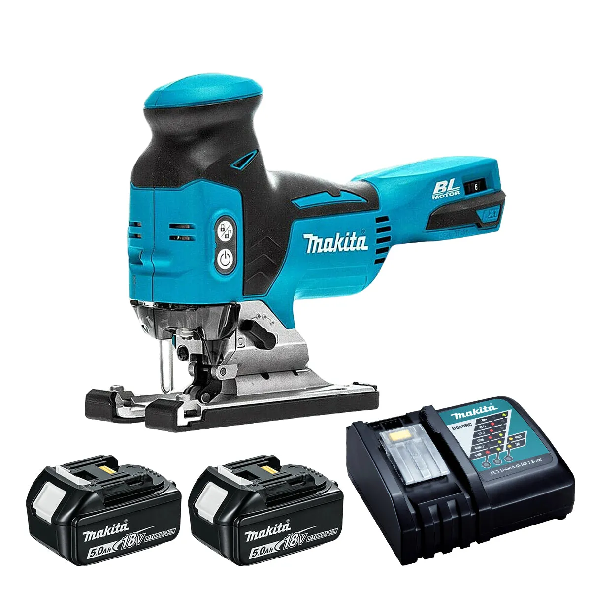 Makita DJV181Z 18V Brushless Jigsaw With 2 x 5.0Ah Batteries & Charger