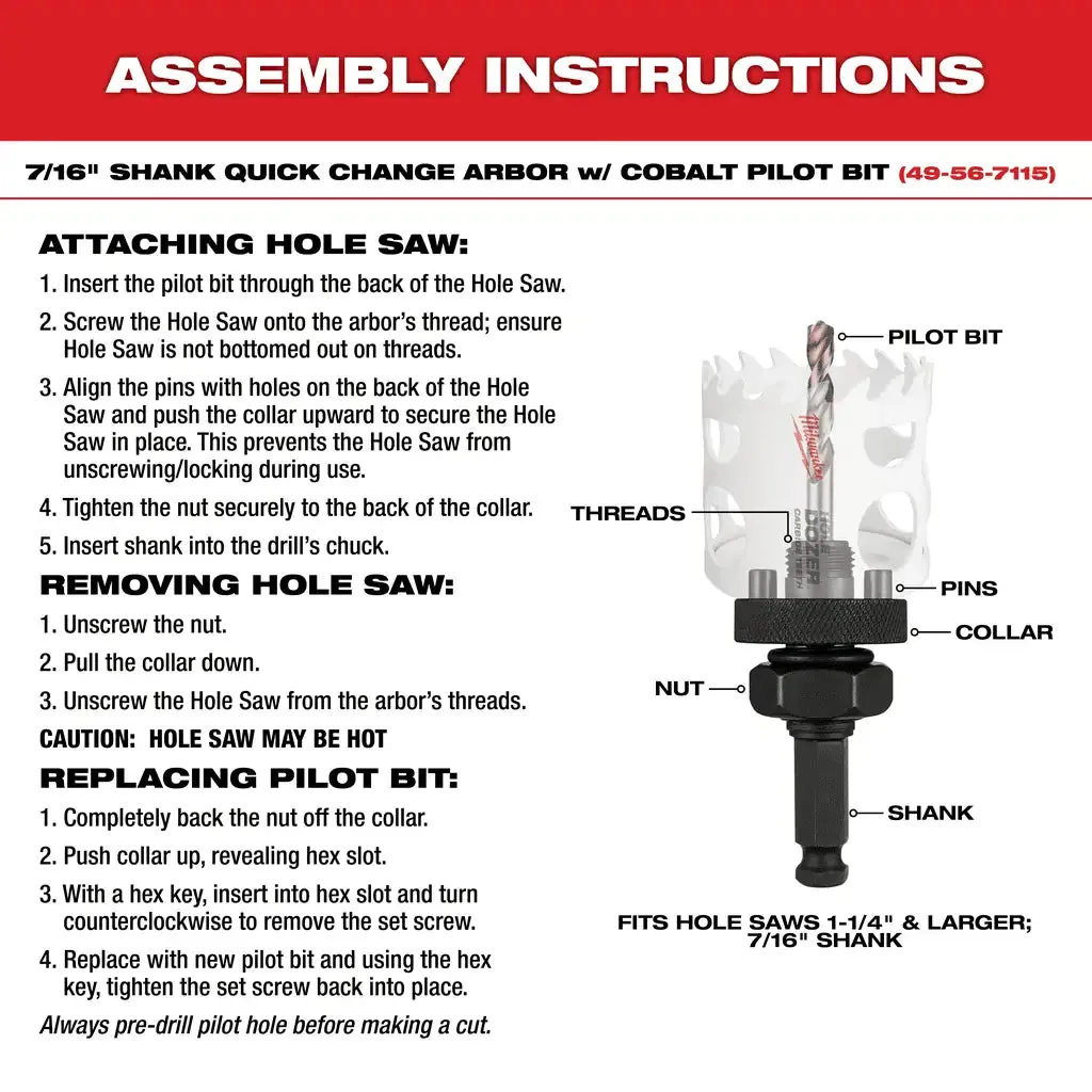 Milwaukee 1-3/8" Hole Dozer Bi-Metal Hole Saw