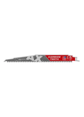 Milwaukee AX 9" 5-TPI Carbide Teeth SAWZALL Blade, (Single Blade)