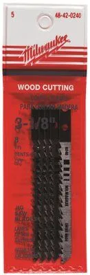 Milwaukee Jig Saw Blade Hcs 3-1/8 Inch  Length 8 Tpi U-Shank 5 Per Pack