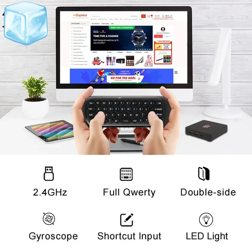 Mini Air Mouse W1 Fly Air Mouse Wireless Keyboard Airmouse For 9.0 8.1 Android TV Box/PC/TV Smart Portable Mini 2.4G Micro USB S10010012