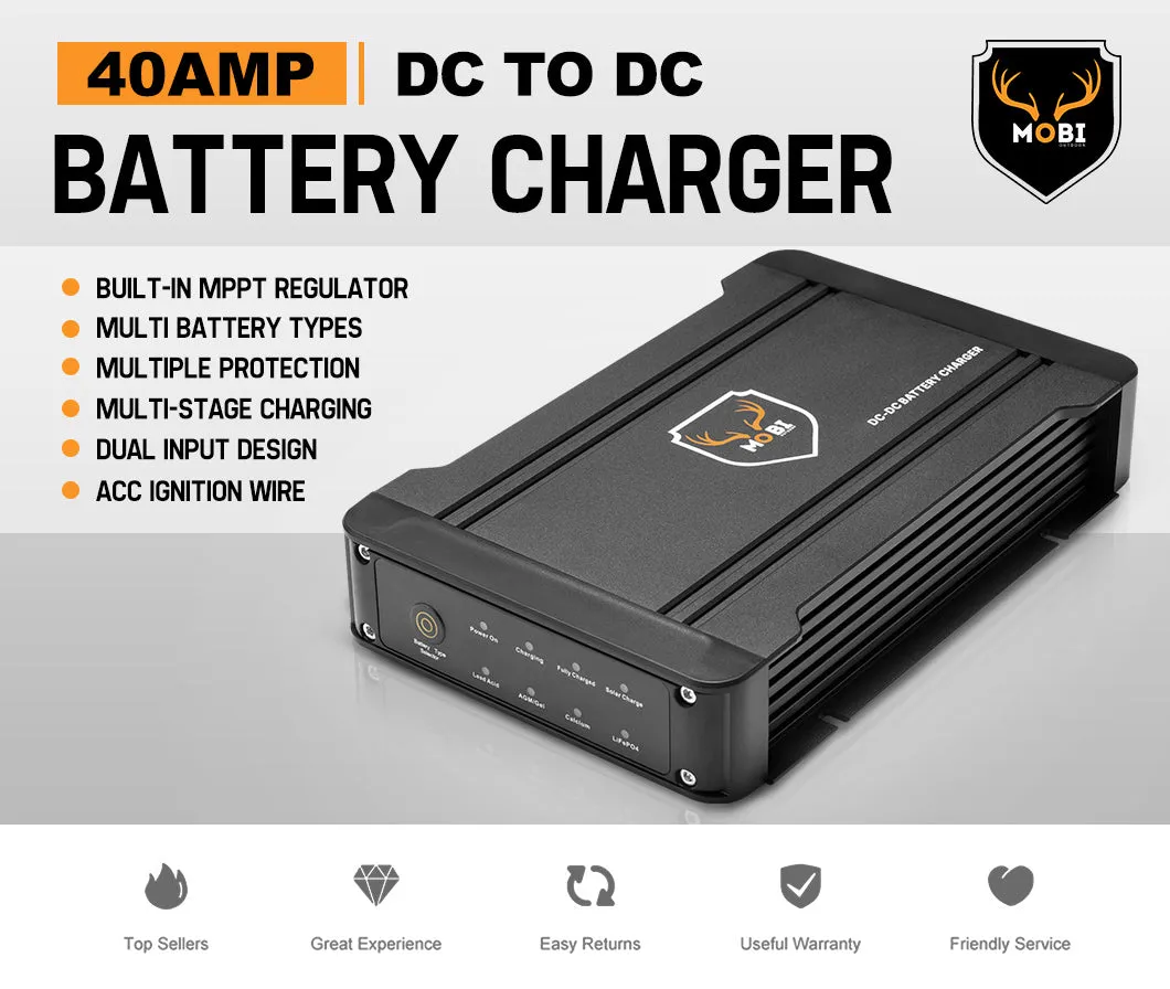 Mobi 12V 40A DC to DC Battery Charger MPPT Dual Battery AGM Lithium LifePO4