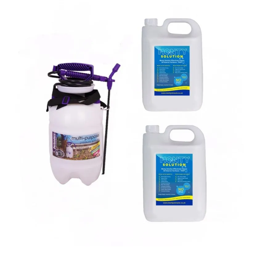 Monty Miracle Fast Patio Cleaner - 2 x 5 Litre   5L Sprayer Bundle