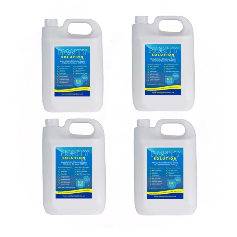 Monty Miracle Fast Patio Cleaner - 4 x 5L Outdoor Surface Cleaner for Patio, Decking, Fencing   More