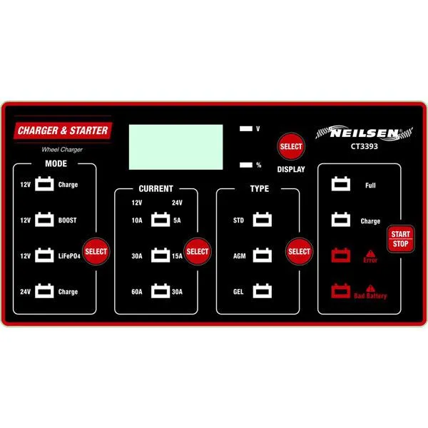 Neilsen CT3393 Heavy-duty Smart Trolley Battery Charger/starter 12/24v,200a