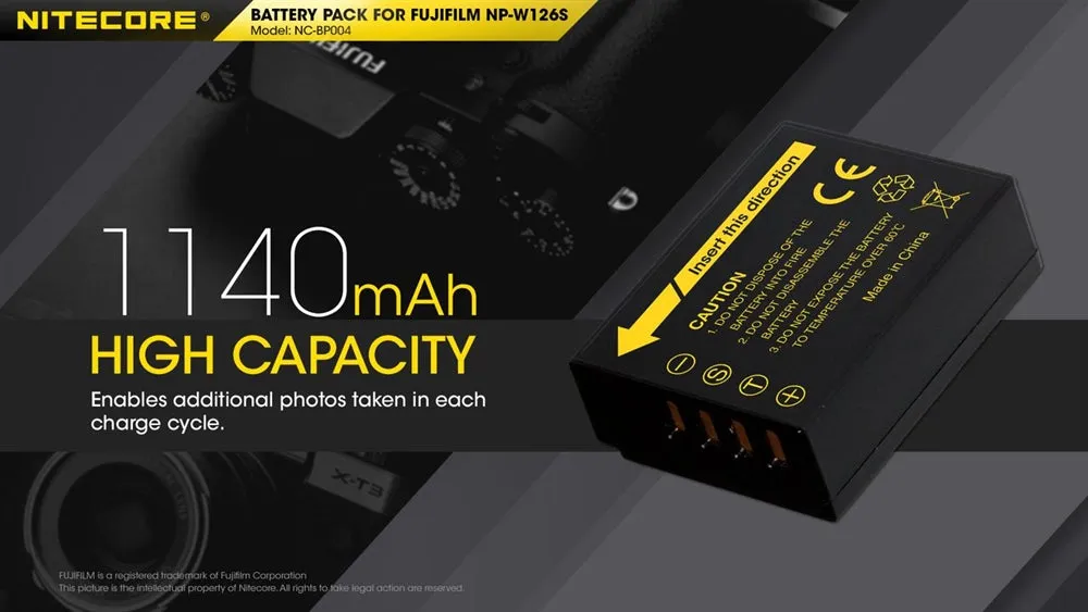 Nitecore NC-BP004 Camera Battery Compatible Fujifilm NP-W126S