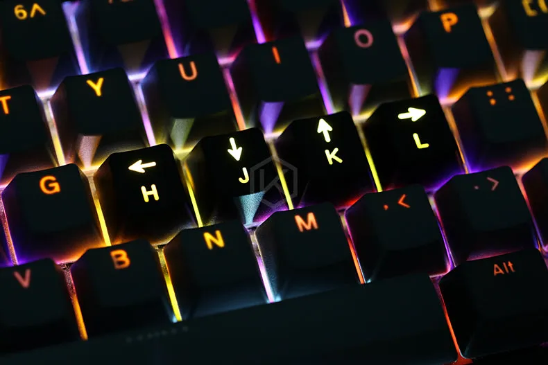 Novelty Shine Through Keycaps ABS Etched, Shine-Through light keycaps r2 vim hjkl arrowkey functions oem profile