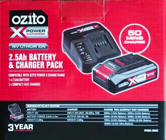 Ozito PXC 18V 2.5Ah Battery And Charger Pack