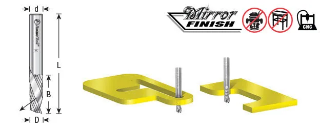 Plastic Cutting Spiral 'O' Flute Router Bit | 3⁄8 Dia x 3⁄4" x 3⁄8 Shank x 3" Long Down-Cut | 51509 | 738685515099