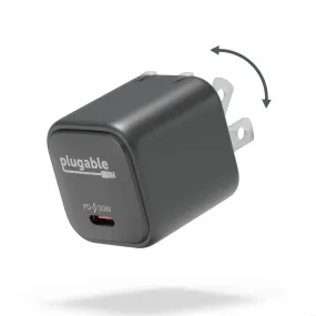 Plugable GaN USB-C Charger Block, 30W - Black