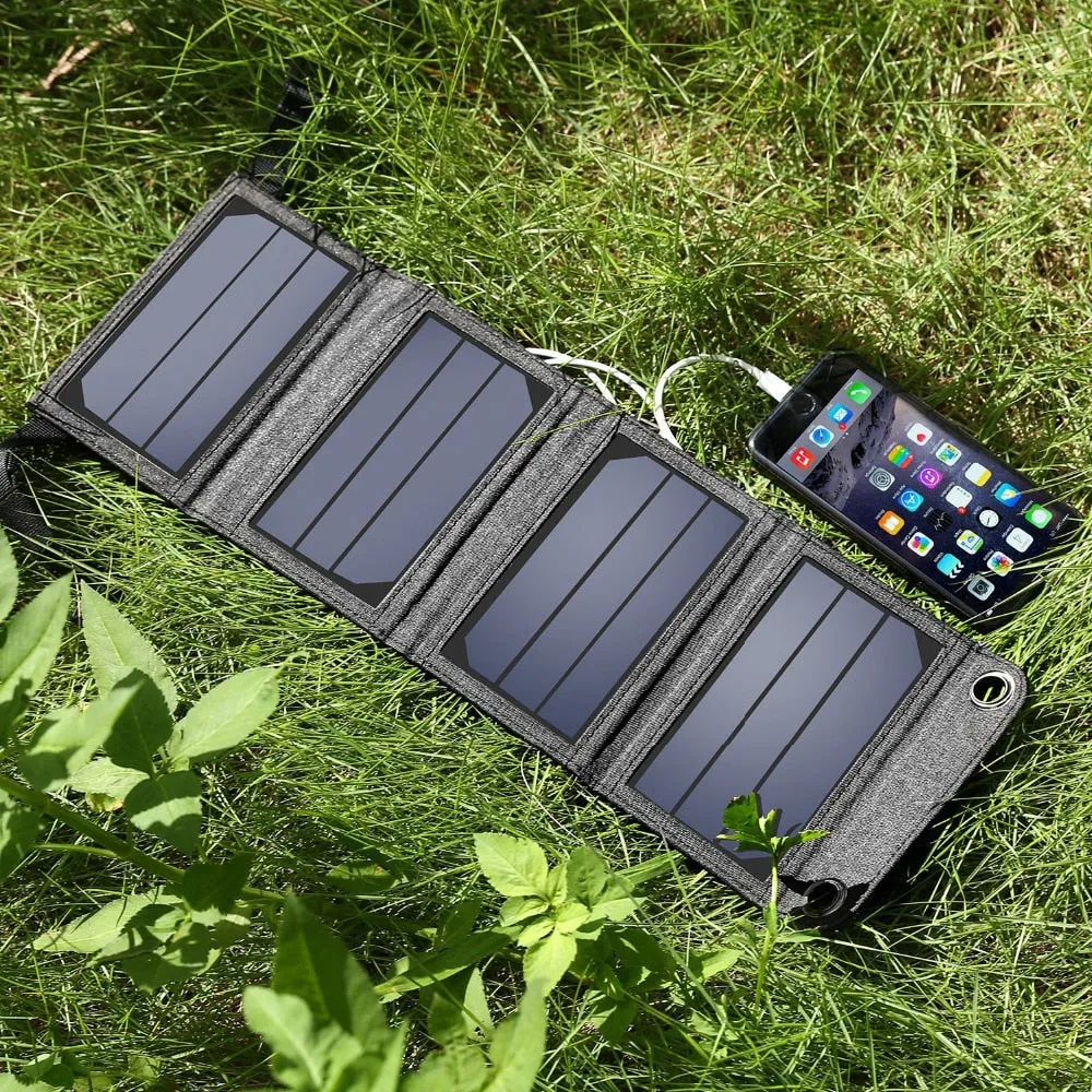 Portable Solar Power Charger 7W 5V 1A USB Mobile Power Bank For Phone