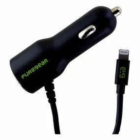 PureGear Car Charger with Connector and Extra USB Port for iPhones - Black