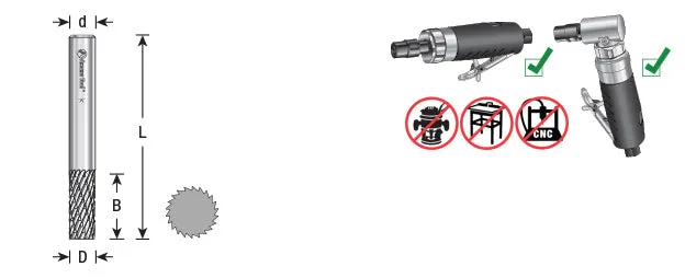 SA Cylindrical No End Double Cut Burr Bit | 3⁄8 Dia x 3⁄4 x 1⁄4 Shank | BURS-102 | 738685666029