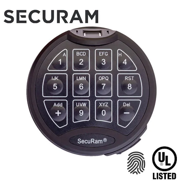 SECURAM - ScanLogic Basic Fingerprint Electronic Safe Keypad ONLY - Optional Lock Bodies - UL Listed - Matte Black