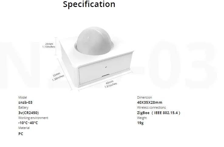 SONOFF MOTION SENSOR ZIGBEE SNZB-03