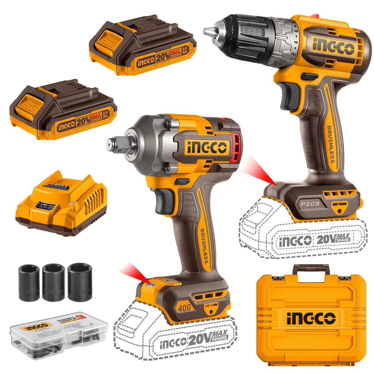 Special - Ingco Cordless Drill & Impact Wrench Kit 20V