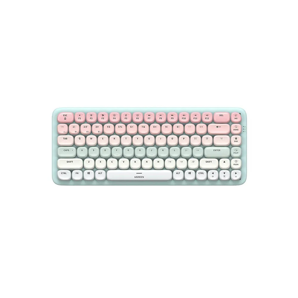 UGREEN Fun  Bluetooth / Wired USB C Mechanical Keyboard with 84 Multi-Function Keys, Backlit Design, Dynamic Lighting Effects, Up to 15-Hours Battery Life for Windows, macOS, Linux, Android, iOS, Harmony OS - Pink, Blue