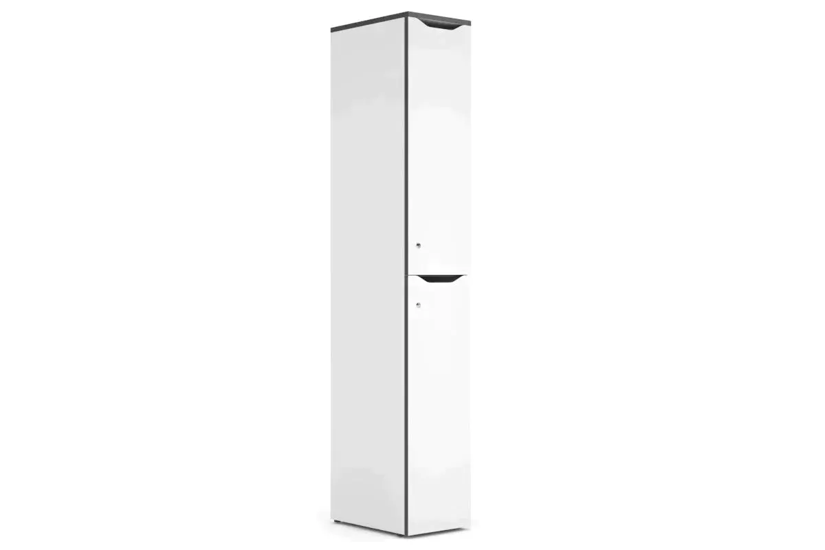 Uniform Melamine Locker White Carcass 2 Tier Door