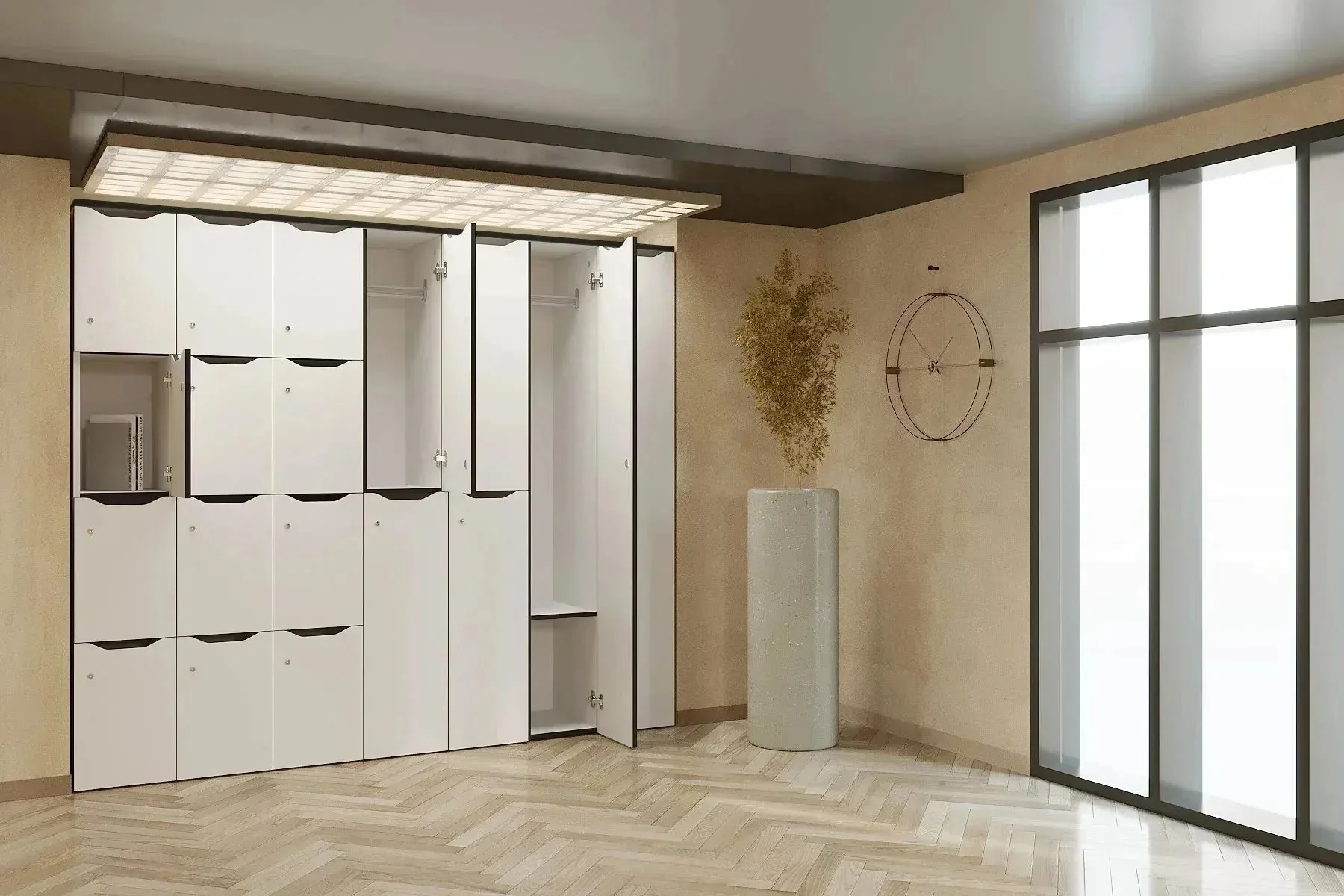 Uniform Melamine Locker White Carcass 2 Tier Door