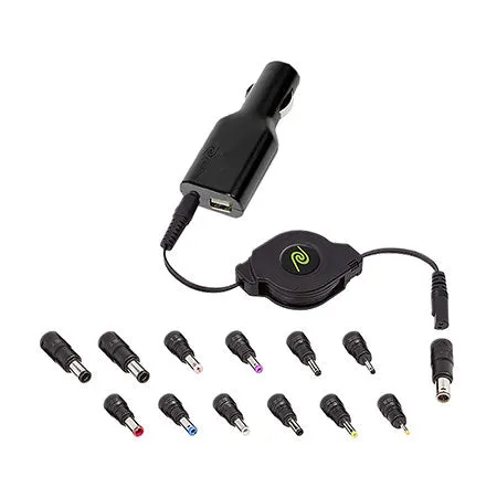 Universal Battery Charger | 65W Wall Charger & Car Chargers | Retractable Cables | 2.4 Amp USB port